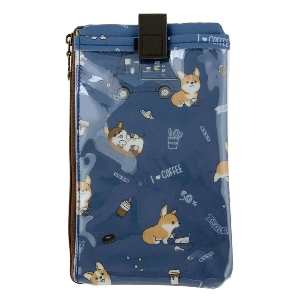 Waterproof Corgi Coffee Phone Case Pouch W/ Neck Strap